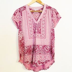 LUCKY BRAND V-neck Short Sleeve Blouse